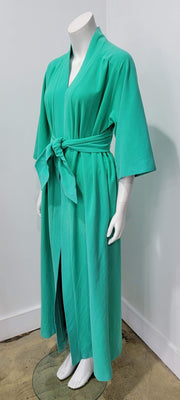 Vintage 70’s Boho Hippy Carribean Green Wrap Duster Robe