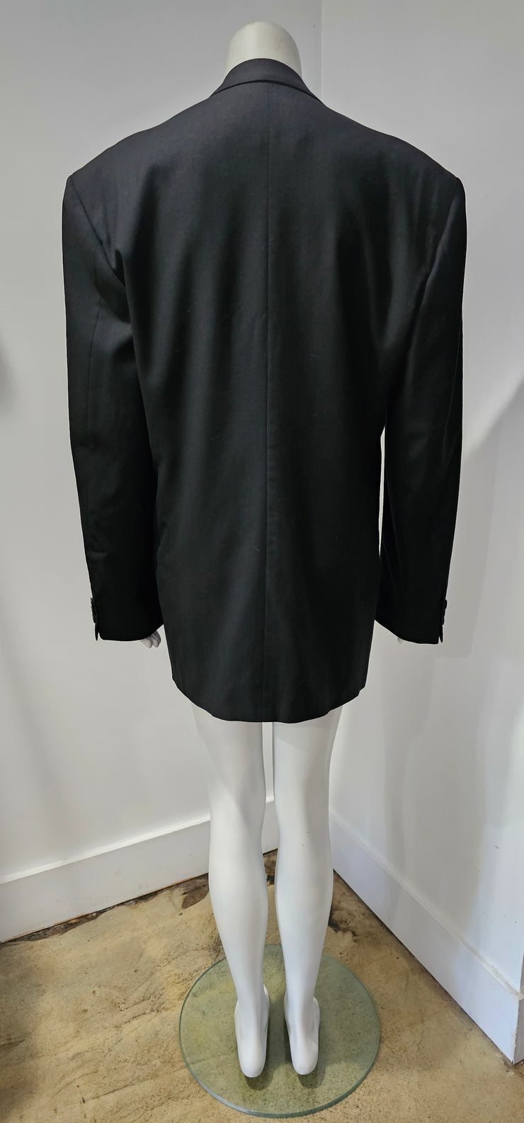 Vintage Giorgio Armani Double-Breasted Black Wool Tuxedo Jacket 41 L
