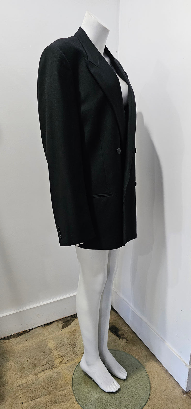 Vintage Giorgio Armani Double-Breasted Black Wool Tuxedo Jacket 41 L