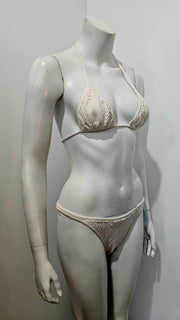 Vintage 70s White Knit String Bikini by Hot Shapes