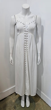 Vintage 70's Ivory Silver Lurex Dot Hollywood Glam Nightgown Negligee