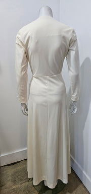 Vintage 70s Cream Cascading Maxi Wedding Bridal Maxi Dress