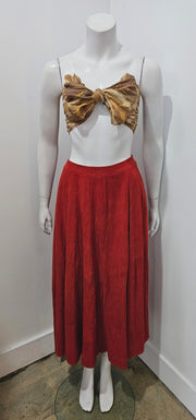 Vintage 90s Red Butter Soft Suede Full Sweep Midi Skirt
