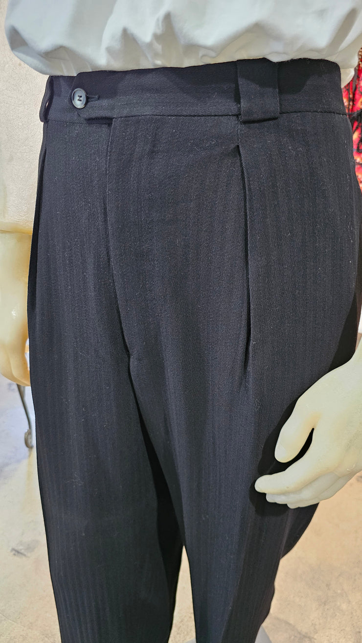 Vintage 90s Giorgio Armani Le Collezioni Suit Black Twill Wool Stripe 44
