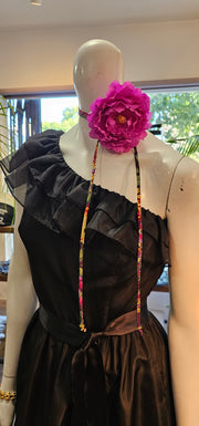 Vibrant Fuschia Peony Flower Hair Neck Tie