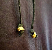 Ivory Peony Flower Goldtone Bead Suede Hair Neck Tie