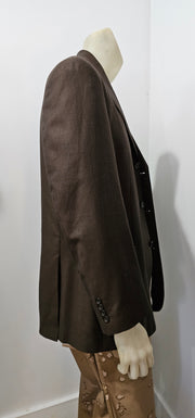 Vintage 80s Brown Stripe His Hers Oversized Blazer by Pierre Cardin