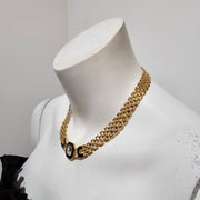 Vintage 80'S Trifari Panther Chain Rhinestone Crystal Enamel Necklace