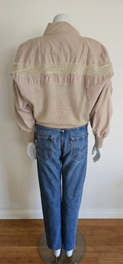 Vintage 90's Deadstock Tan Knit Woven Avant Garde Rare Dolman Jacket