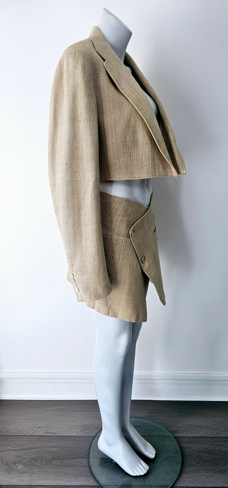 Vintage 70/80s Upcycled Boyfriend Blazer Pure Silk Skirt Set