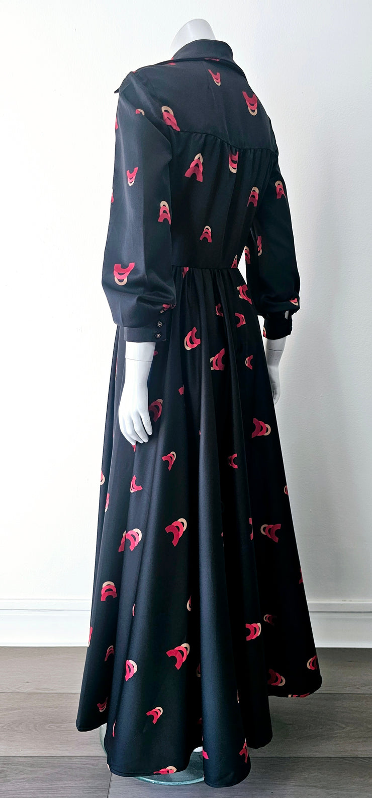 Vintage 70s Hollywood Glam Abstract Full Sweep Maxi Dress Gown