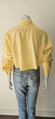 Vintage Upcycled 90s Boyfriend Tie Shirt Tail Crop Shirt