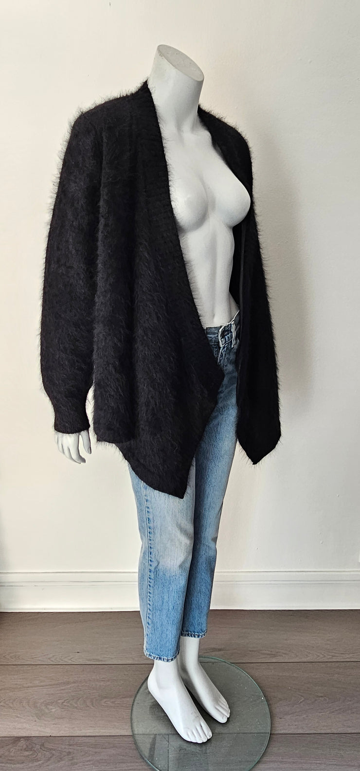 Vintage 80s Angora Crossover Wrap Cardigan Sweater