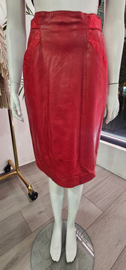 Vintage 80’s Butter Soft Red Leather Skirt