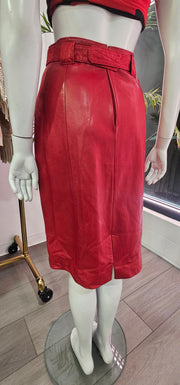 Vintage 80’s Butter Soft Red Leather Skirt