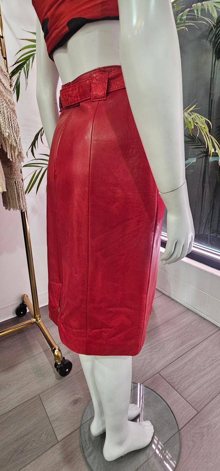 Vintage 80’s Butter Soft Red Leather Skirt