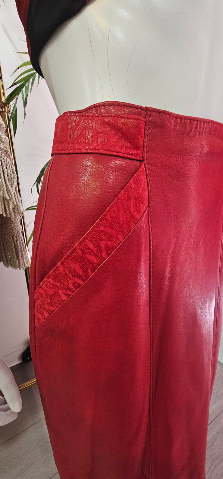 Vintage 80’s Butter Soft Red Leather Skirt