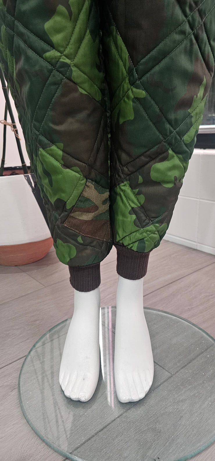 Vintage Quilted Nylon Camouflage Loose Fitted Hunting Jumpsuit