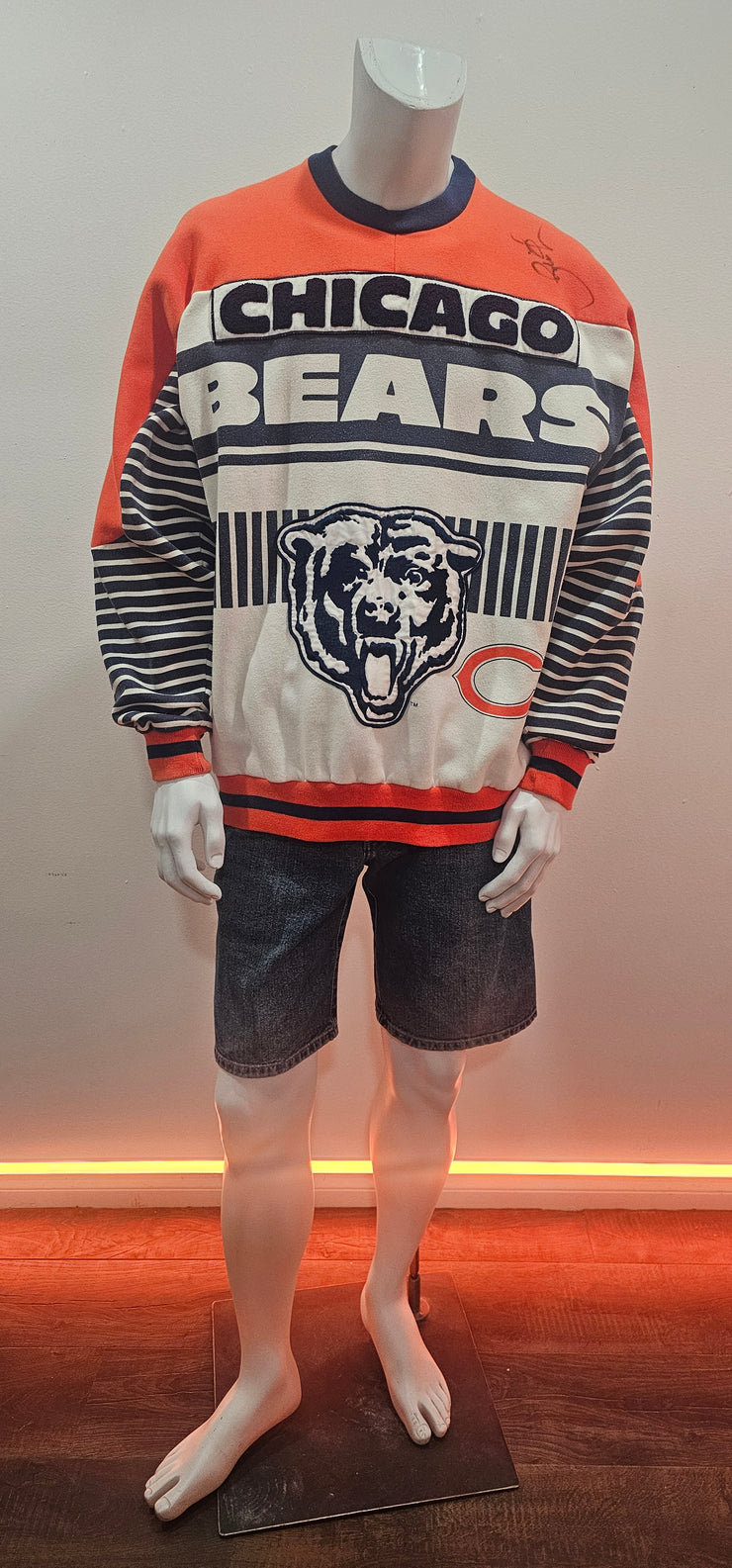 Vintage 80s Rare Nike Chicago Bears All Over Print AOP Jordan Crewneck Signed XL