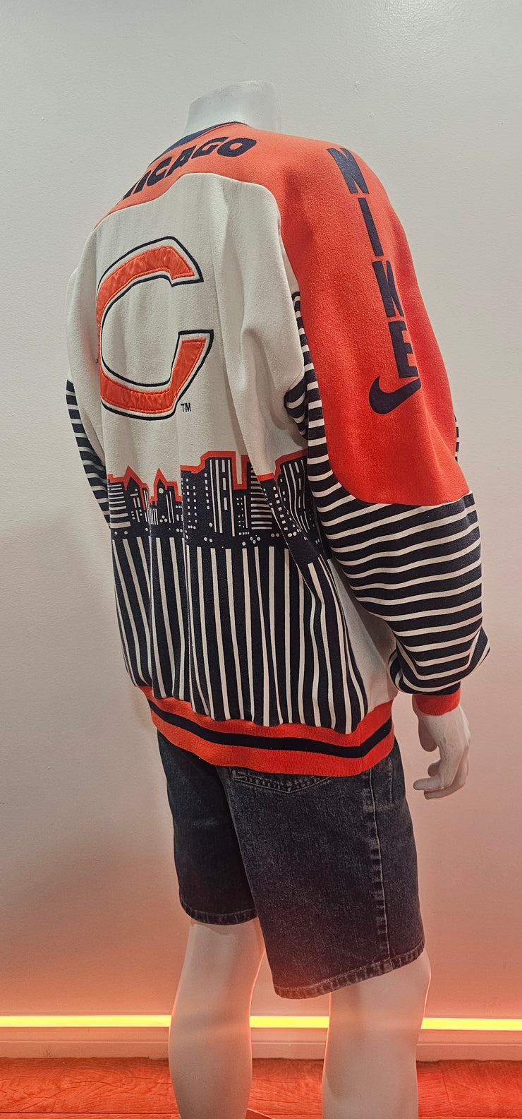 Vintage 80s Rare Nike Chicago Bears All Over Print AOP Jordan Crewneck Signed XL