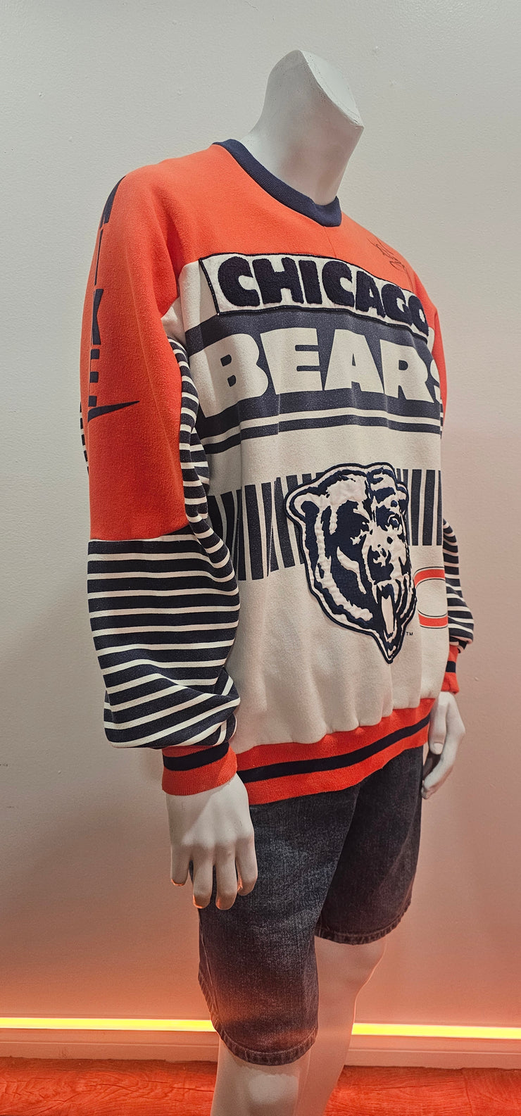 Vintage 80s Rare Nike Chicago Bears All Over Print AOP Jordan Crewneck Signed XL