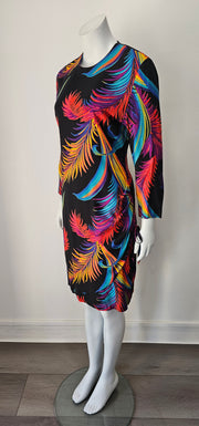 Vintage 80s Rainbow Palm Shift Dress