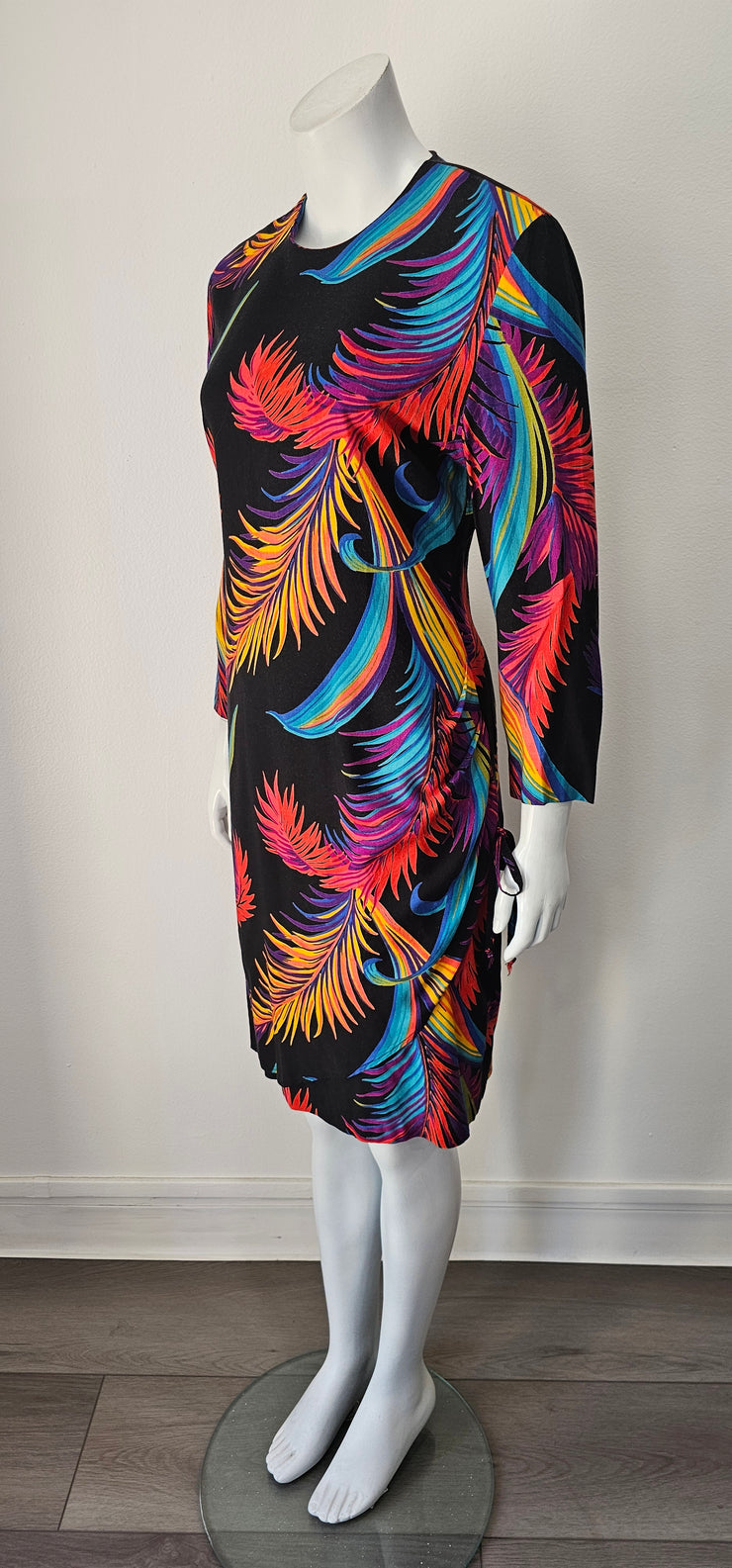 Vintage 80s Rainbow Palm Shift Dress