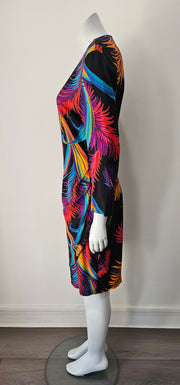 Vintage 80s Rainbow Palm Shift Dress
