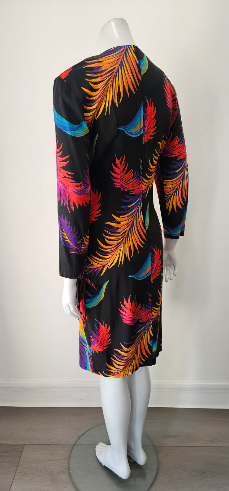 Vintage 80s Rainbow Palm Shift Dress