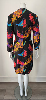 Vintage 80s Rainbow Palm Shift Dress