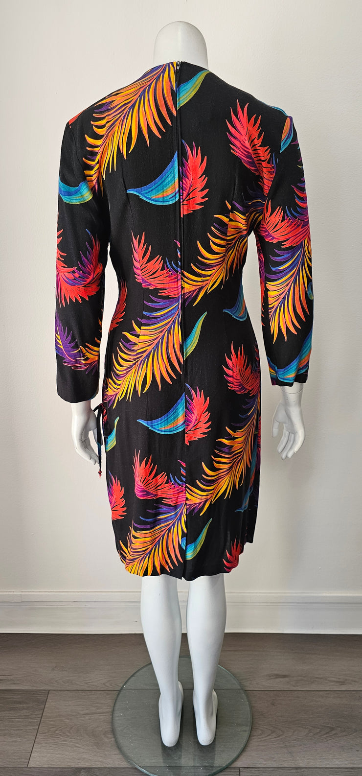Vintage 80s Rainbow Palm Shift Dress
