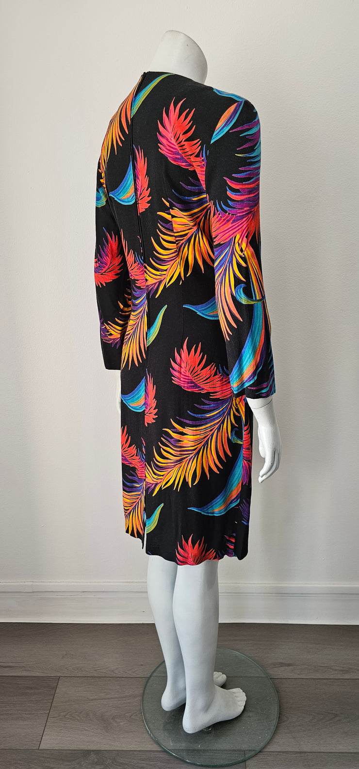 Vintage 80s Rainbow Palm Shift Dress