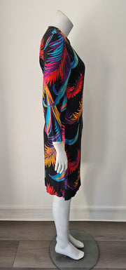 Vintage 80s Rainbow Palm Shift Dress