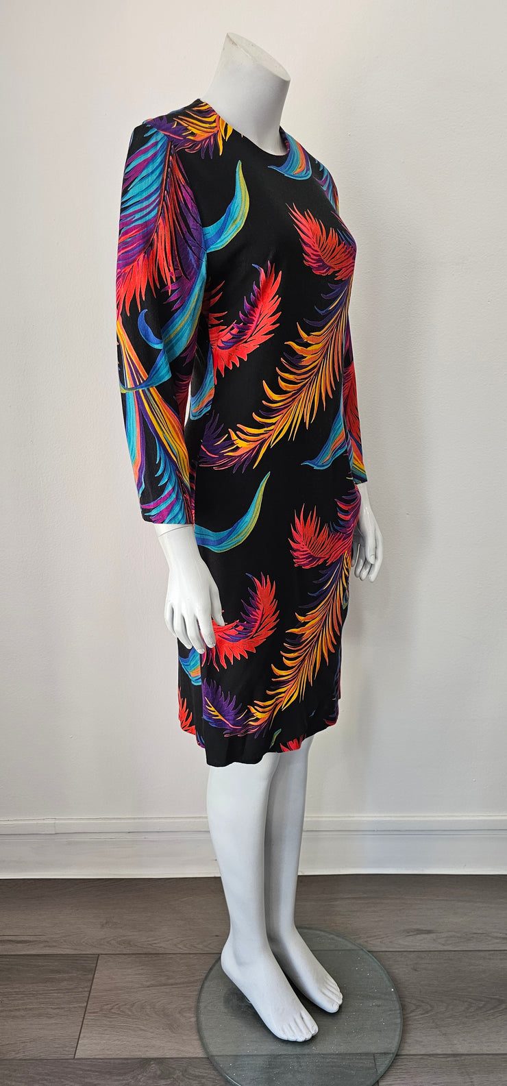Vintage 80s Rainbow Palm Shift Dress