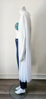 Vintage 80s Romantic Ruched Cape Duster V Back Robe