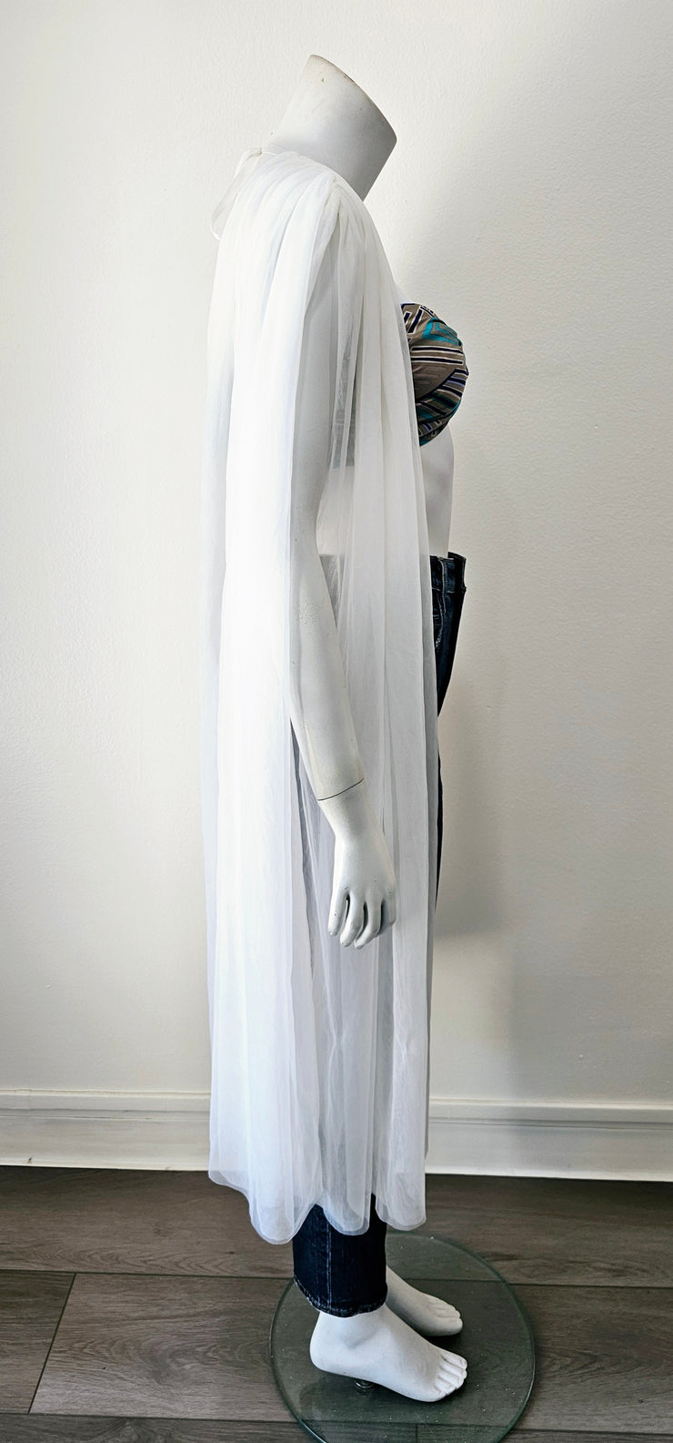 Vintage 80s Romantic Ruched Cape Duster V Back Robe