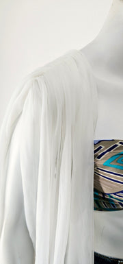 Vintage 80s Romantic Ruched Cape Duster V Back Robe
