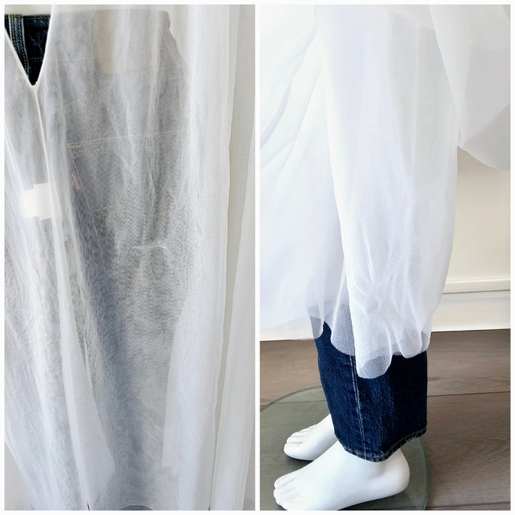 Vintage 80s Romantic Ruched Cape Duster V Back Robe