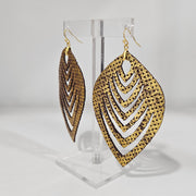 Leather Leaf Cutout Tear Drop Gold Foil Earrings by LKT