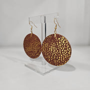 Leather Circle Camel Gold Foil Earrings by LKT