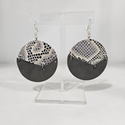 Leather Circle Grey Snakeskin Earrings by LKT