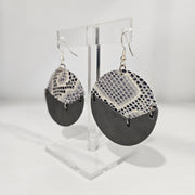 Leather Circle Grey Snakeskin Earrings by LKT