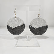 Leather Circle Grey Snakeskin Earrings by LKT