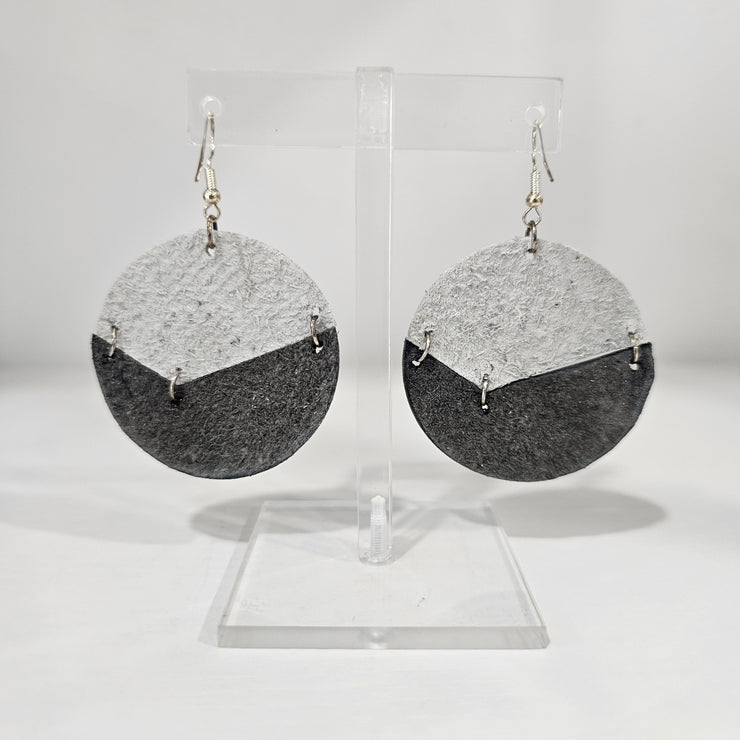 Leather Circle Grey Snakeskin Earrings by LKT