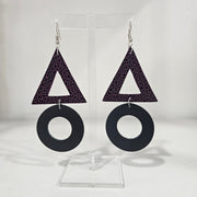 Leather Round Triangle Geo Dangle Earrings by LKT