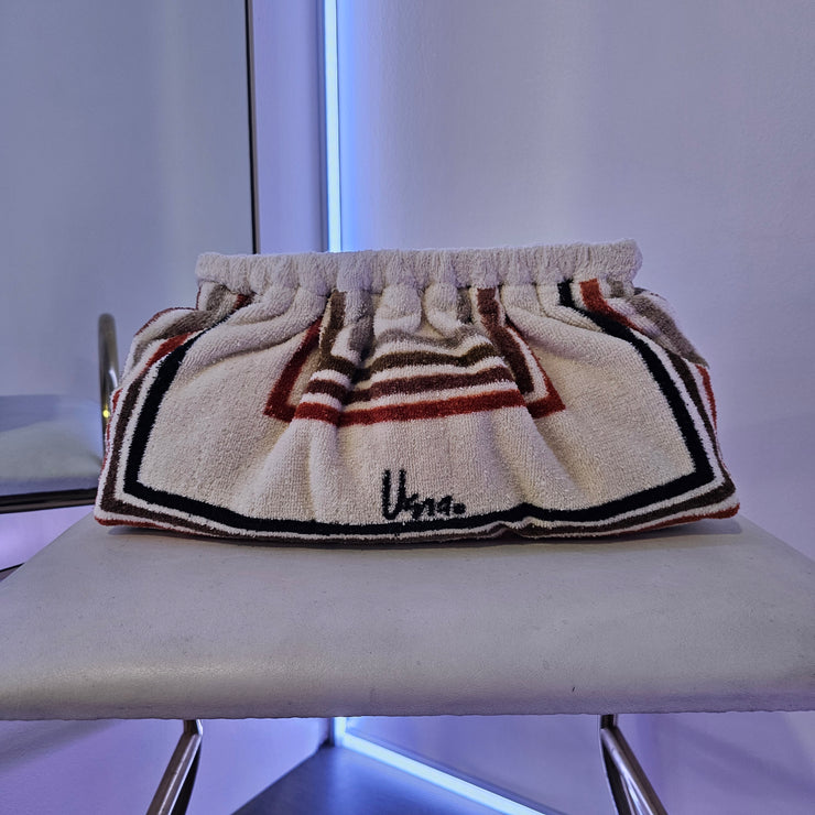 Upcycled 70s MCM Bold Stripe Terry Cloth Grab Clutch Purse Signed MADE TO ORDER