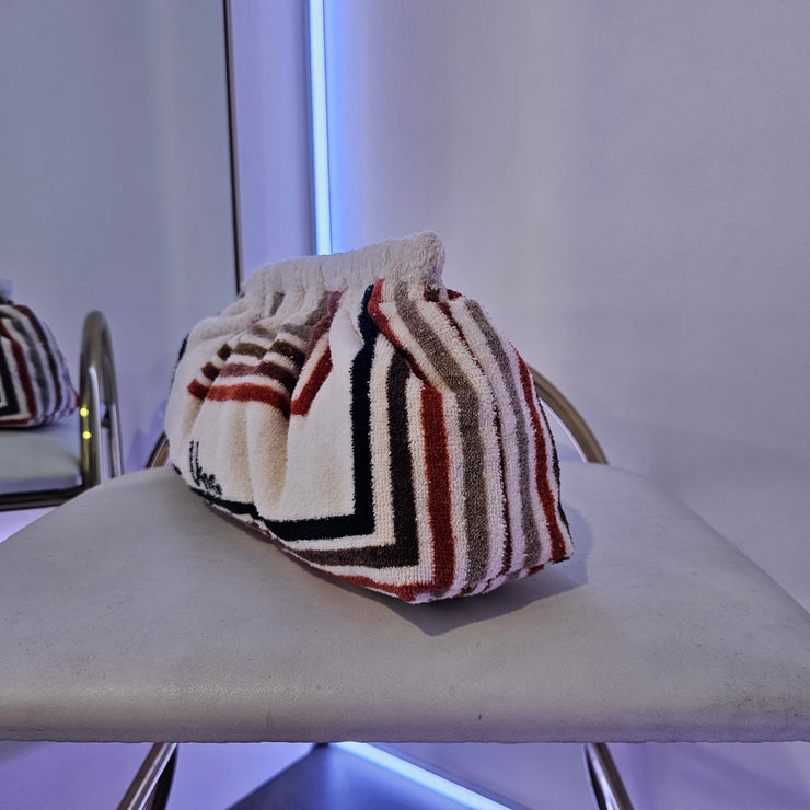 Upcycled 70s MCM Bold Stripe Terry Cloth Grab Clutch Purse Signed MADE TO ORDER