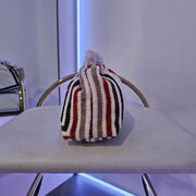 Upcycled 70s MCM Bold Stripe Terry Cloth Grab Clutch Purse Signed MADE TO ORDER