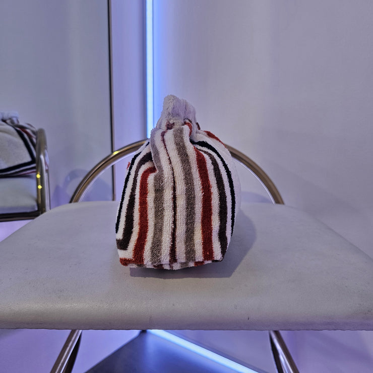 Upcycled 70s MCM Bold Stripe Terry Cloth Grab Clutch Purse Signed MADE TO ORDER