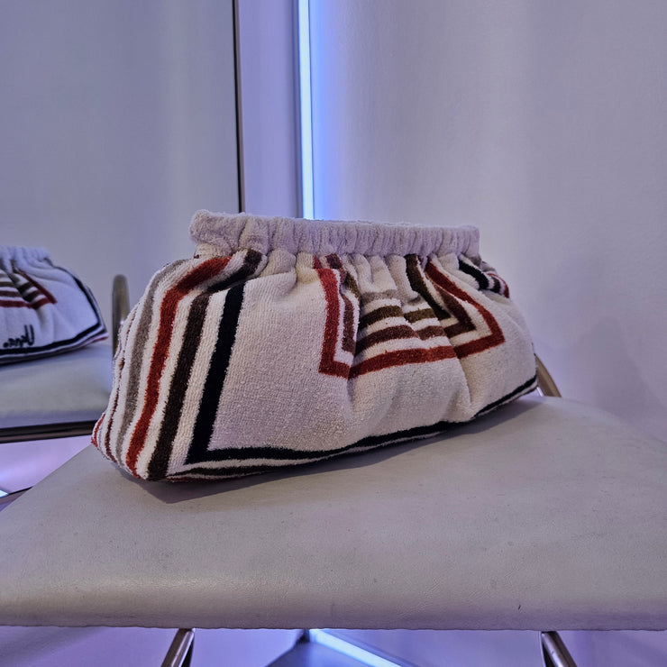 Upcycled 70s MCM Bold Stripe Terry Cloth Grab Clutch Purse Signed MADE TO ORDER